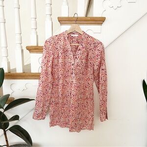 Promod Floral Button Down Blouse Long Sleeve Lightweight Cotton Top Size EU 36